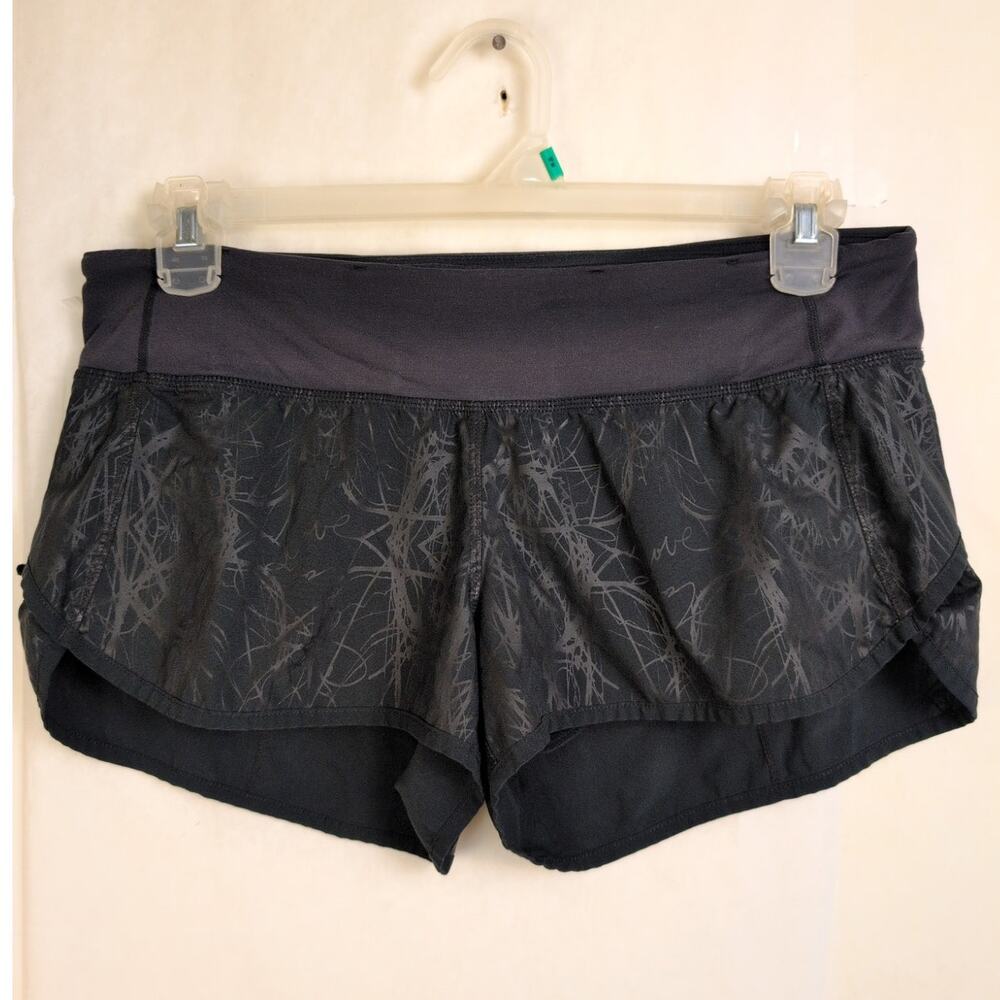 Lululemon Speed Up black running shorts Sz 8 Active Gym Casual Minimal Outdoors